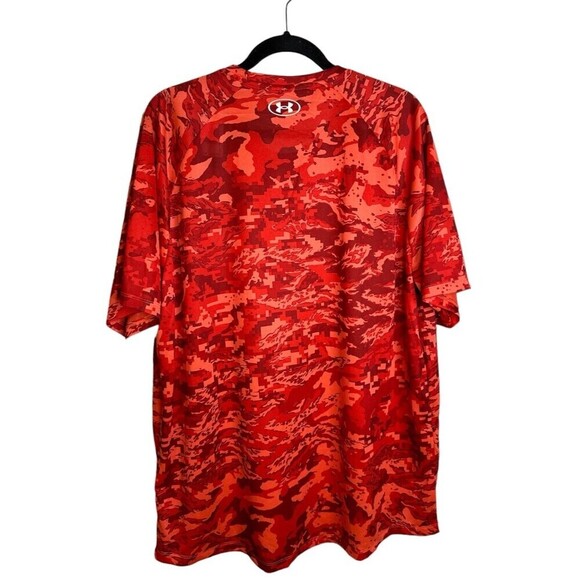 Under Armour Shirt Mens Size XXL Red T-Shirt UA Tech ABC Camo Short Sleeve Venom - Picture 2 of 6